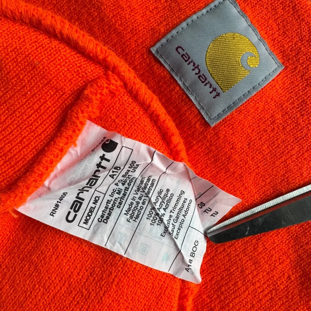Carhartt Safety Orange Neon Knit Beanie Touque Winter Ski Snow Hat OS Adult